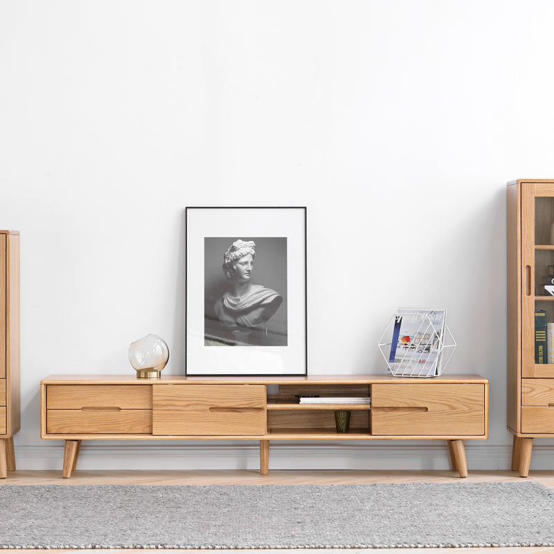 Daubs Solid American Oak Sliding-Door TV Unit 150cm 180cm – Natural Wood 180cm