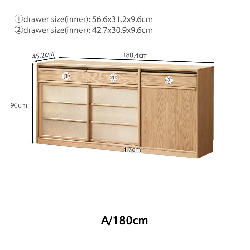 Adelina Solid Ash Multi-Drawer Sideboard 150cm 180cm – view 11