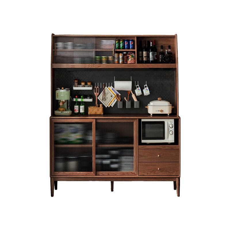 Keedy Solid Ash Sideboard Glass Display Cupboard 150cm 180cm – 150cm Walnut, view 12