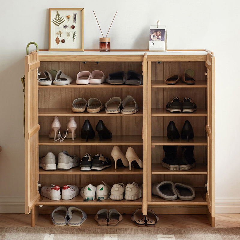 Rhys Solid Ash Slatted Shoe Cabinet 110cm – view 2
