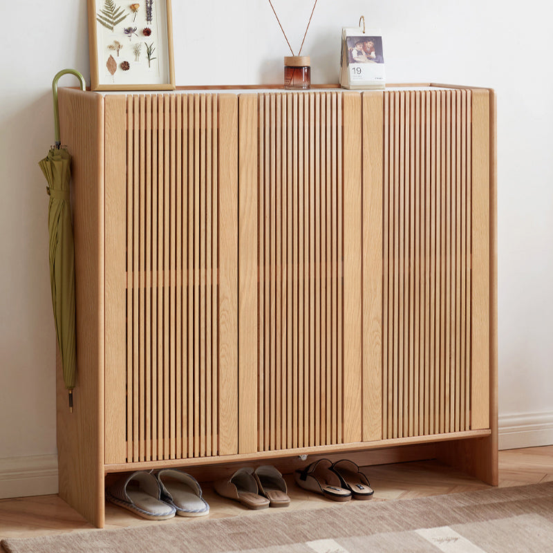 Rhys Solid Ash Slatted Shoe Cabinet 110cm – view 3
