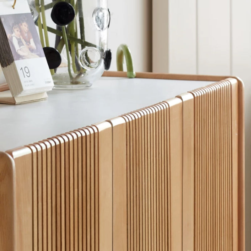 Rhys Solid Ash Slatted Shoe Cabinet 110cm – view 7