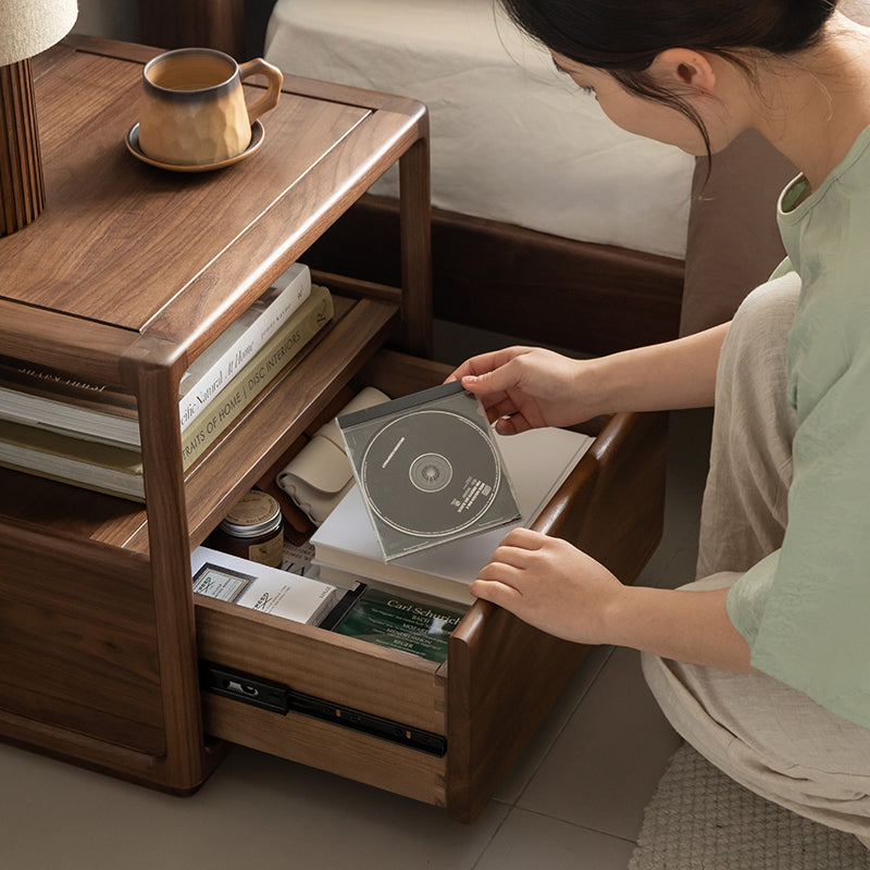 Aria Solid Black Walnut Bedside Table – view 5