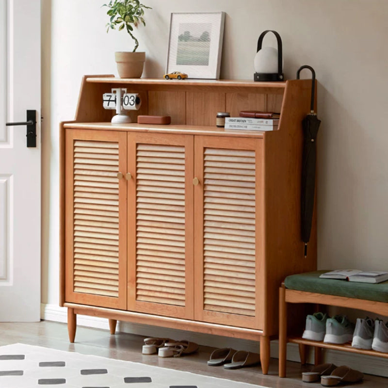 Selena Solid Cherry Louvered Shoe Cabinet – view 3