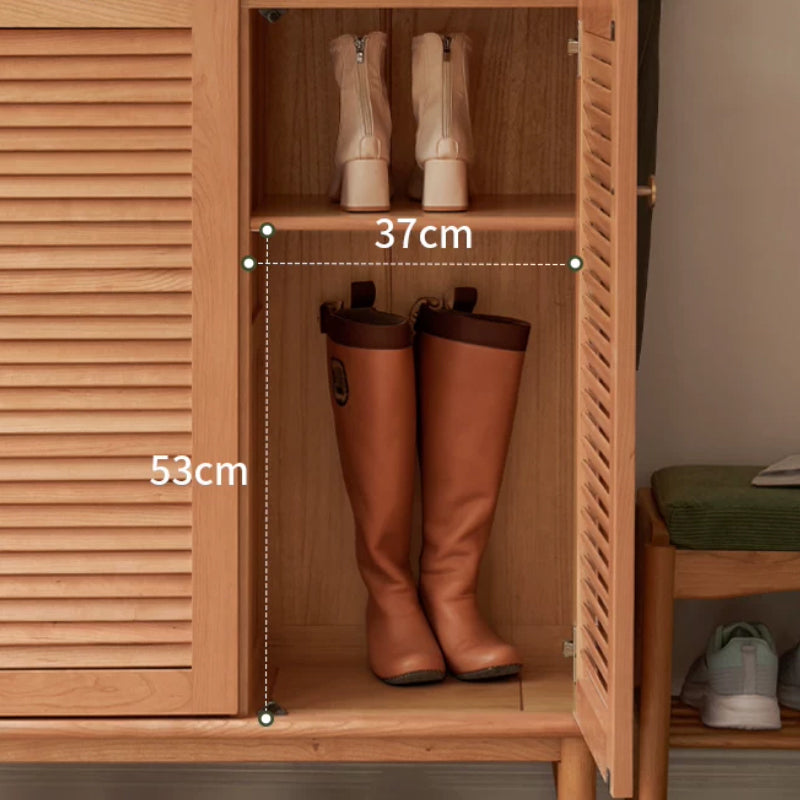 Selena Solid Cherry Louvered Shoe Cabinet – view 5