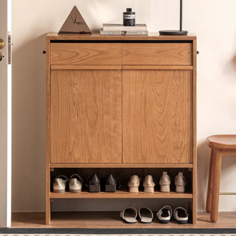 Ulrich Shoe Cabinet in Solid Cherry Wood with Pinewood, 80cm 110cm 140cm