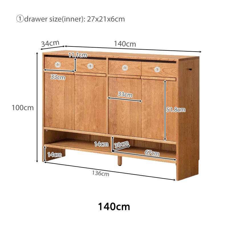 Ulrich Shoe Cabinet in Solid Cherry Wood with Pinewood, 80cm 110cm 140cm – view 16