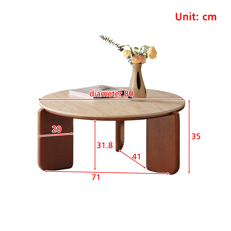 Samantha Solid Liriodendron Round Coffee Table Side Table Set with Ceramic – view 12