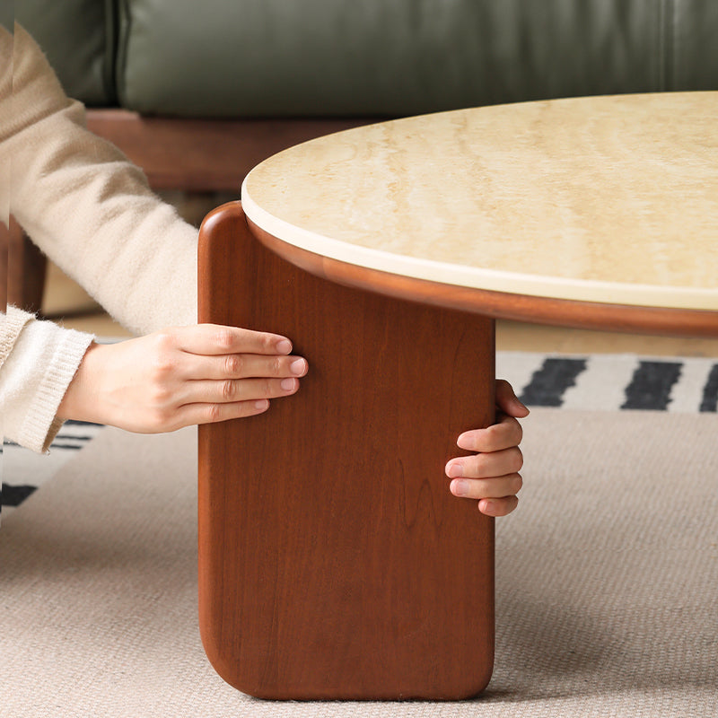 Samantha Solid Liriodendron Round Coffee Table Side Table Set with Ceramic – view 3