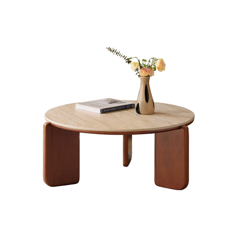 Samantha Solid Liriodendron Round Coffee Table Side Table Set with Ceramic – Coffee Table, view 11