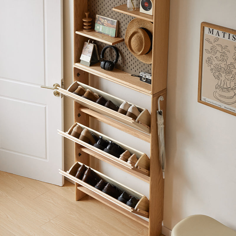 Virgil Solid American Oak & Liriodendron Ultra-Thin Shoe Cabinet 80cm – view 4