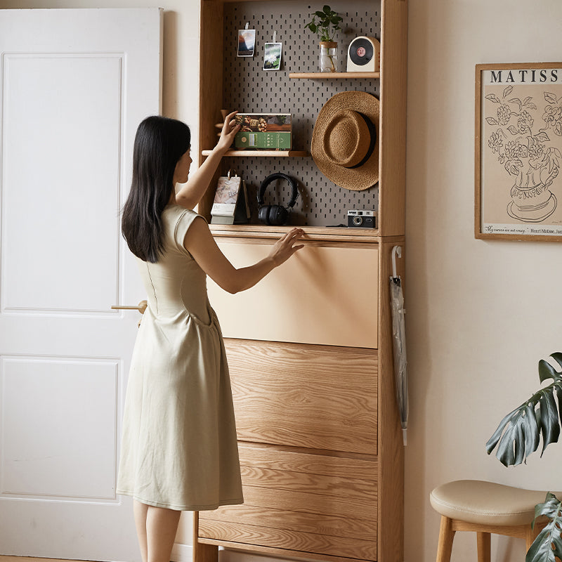 Virgil Solid American Oak & Liriodendron Ultra-Thin Shoe Cabinet 80cm – view 5