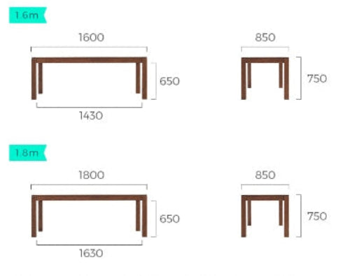 Edele Solid American Oak Dining Table in Walnut Finish 160cm / 180cm – view 17