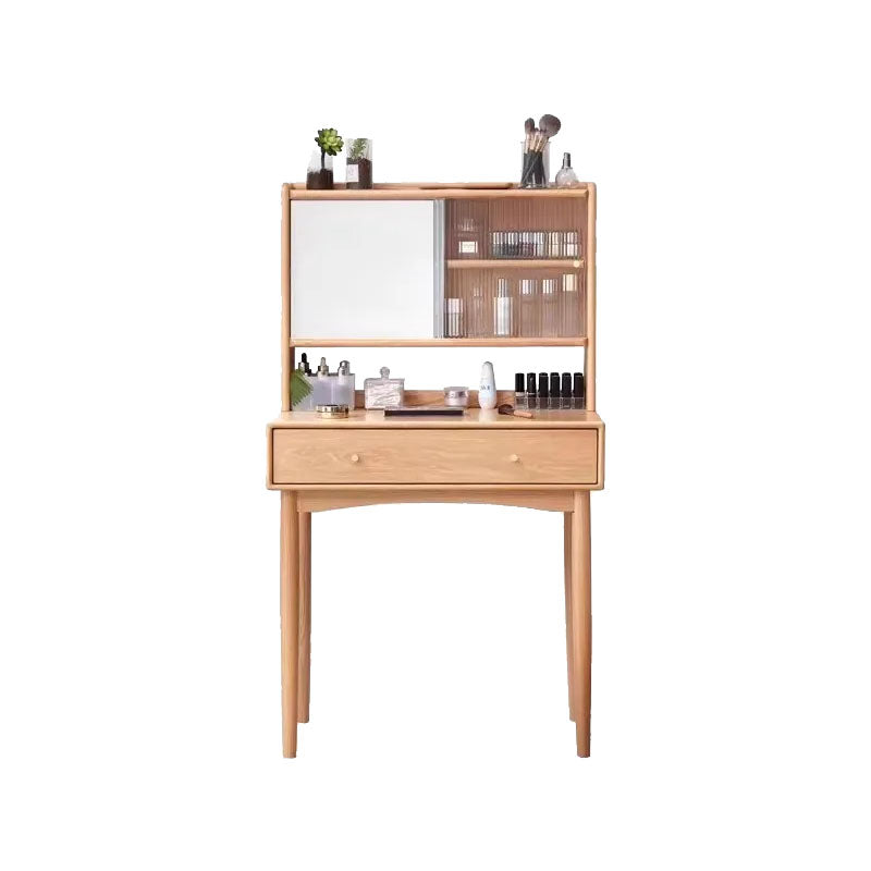 Solid Oak Dressing Table with Sliding Mirror Door and Drawer 75cm – view 5