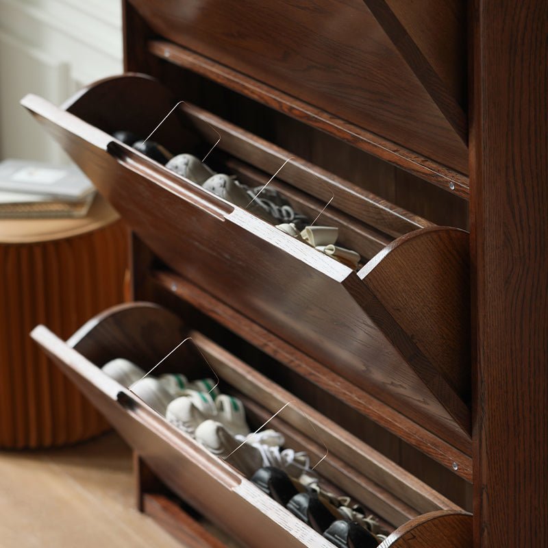 Donald Solid Oak Ultra-Thin Shoe Cabinet 85cm – view 2