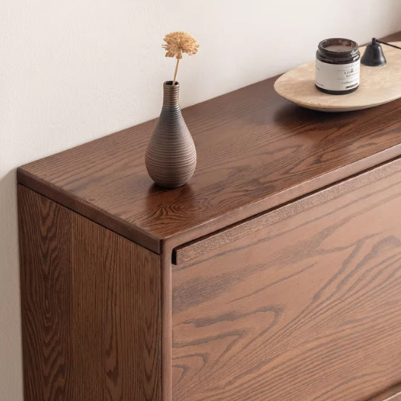 Josie Ultra-Thin Flip-Down Shoe Cabinet in Solid Oak with Pinewood, 80cm 120cm – view 10