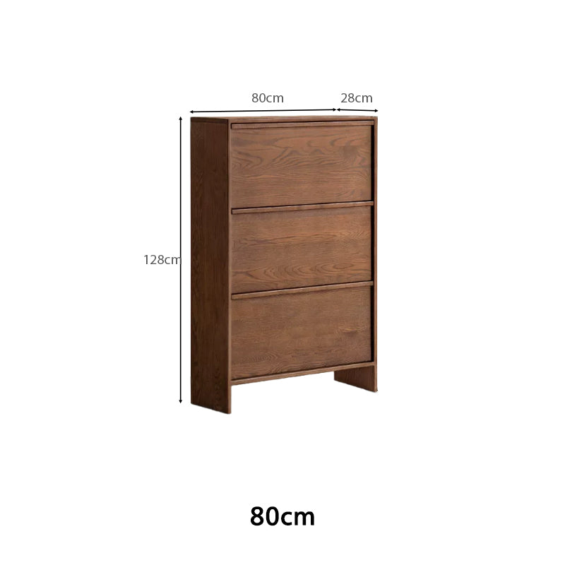 Josie Ultra-Thin Flip-Down Shoe Cabinet in Solid Oak with Pinewood, 80cm 120cm – view 15