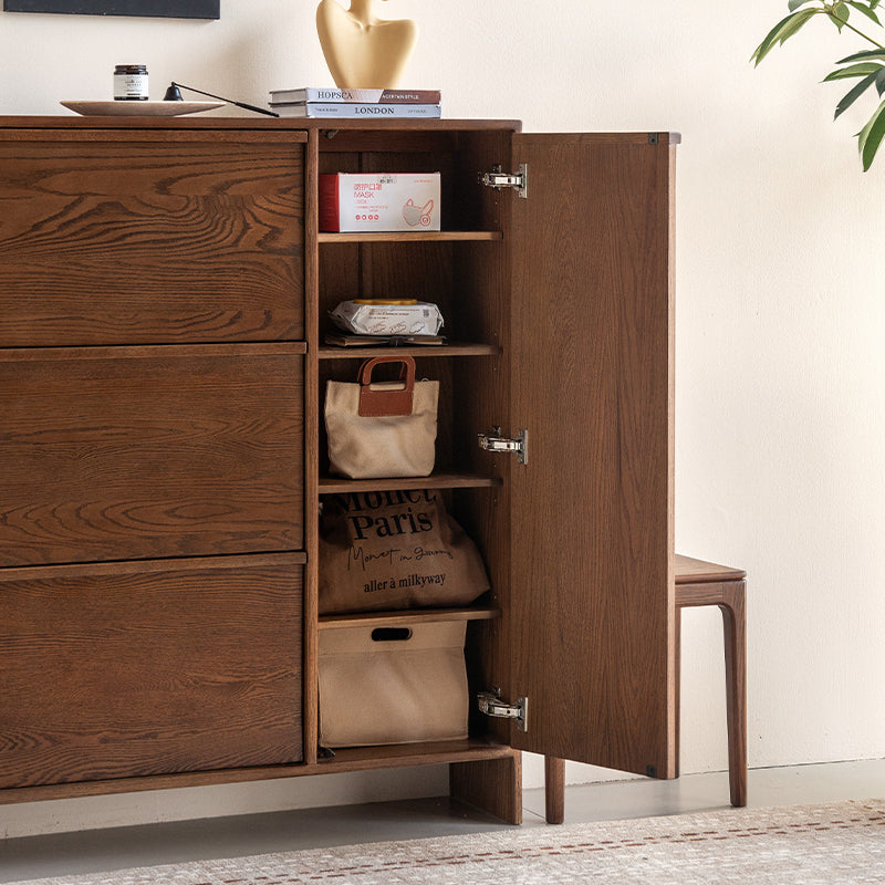 Josie Ultra-Thin Flip-Down Shoe Cabinet in Solid Oak with Pinewood, 80cm 120cm – view 4