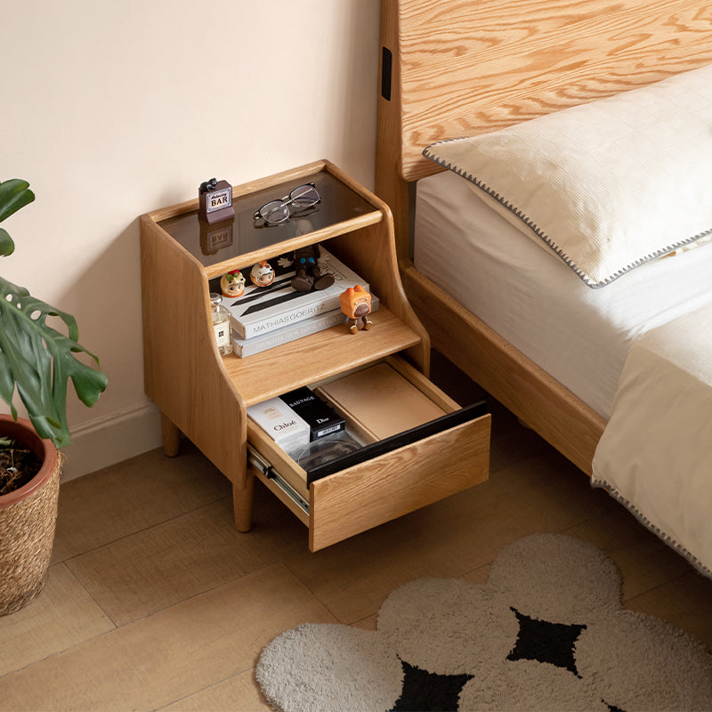 Keith Solid Rubberwood Bedside Table – view 2