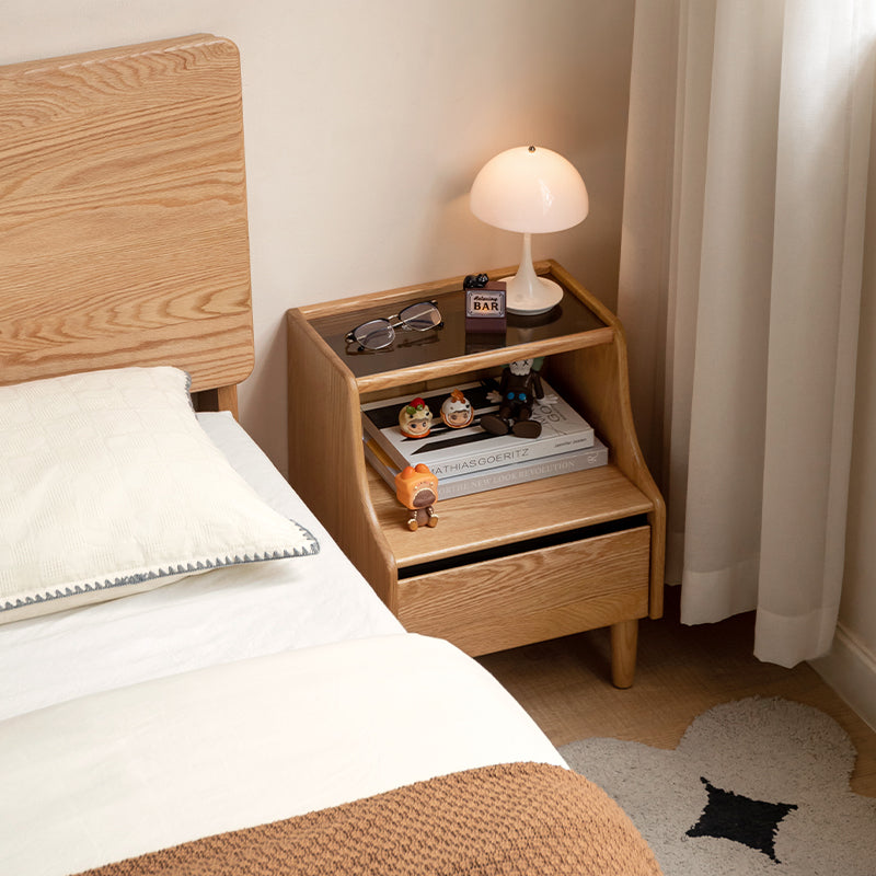 Keith Solid Rubberwood Bedside Table – view 3