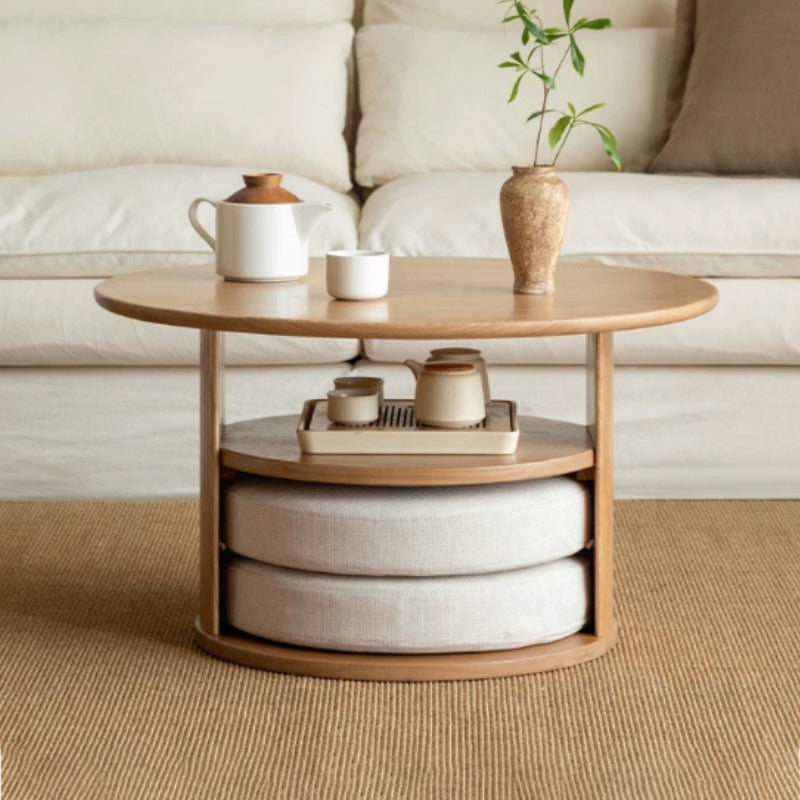 Sonia round Fraxinus mandshurica wood coffee table