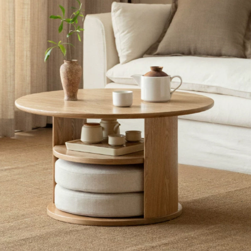Sonia round Fraxinus mandshurica wood coffee table – view 2