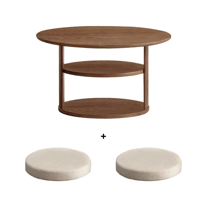 Sonia round Fraxinus mandshurica wood coffee table – Walnut Set, view 28