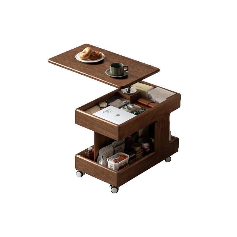 Stacy Height-Adjustable Mobile Wooden Side Table in Solid Merpauh – view 11