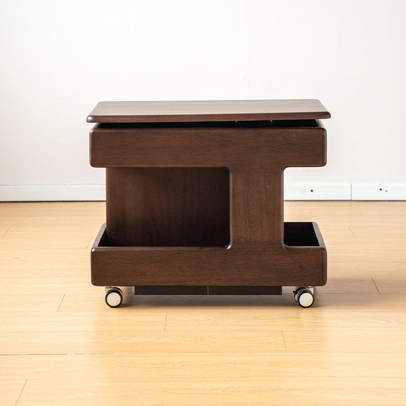 Stacy Height-Adjustable Mobile Wooden Side Table in Solid Merpauh – view 7