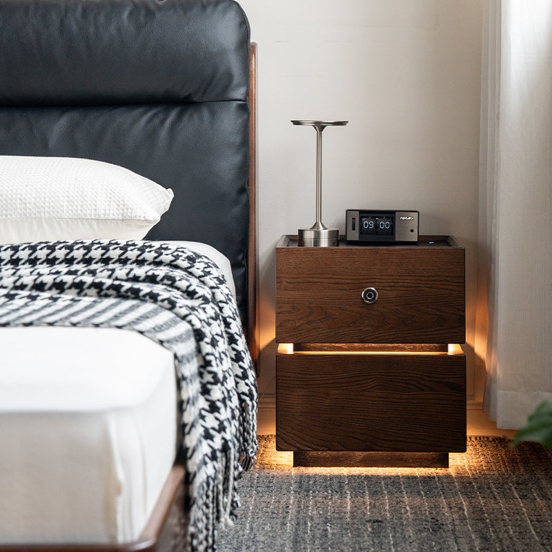 Stephanie Wooden Side Table in Solid Ash with Fingerprint Lock and LED – view 4