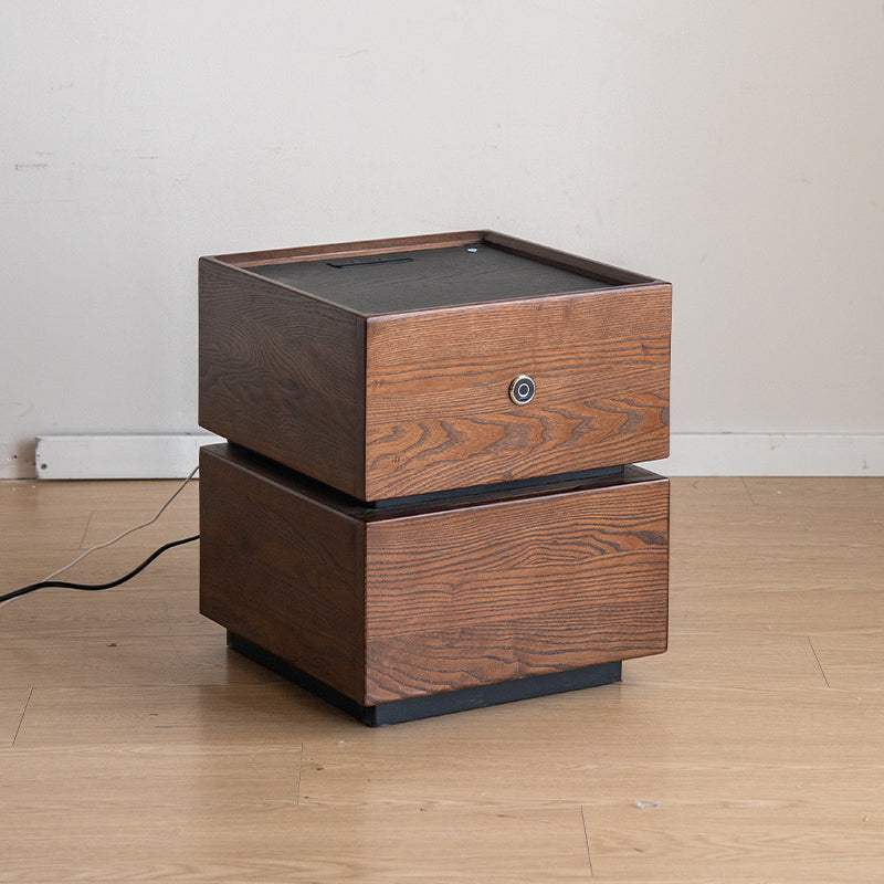 Stephanie Wooden Side Table in Solid Ash with Fingerprint Lock and LED – view 6