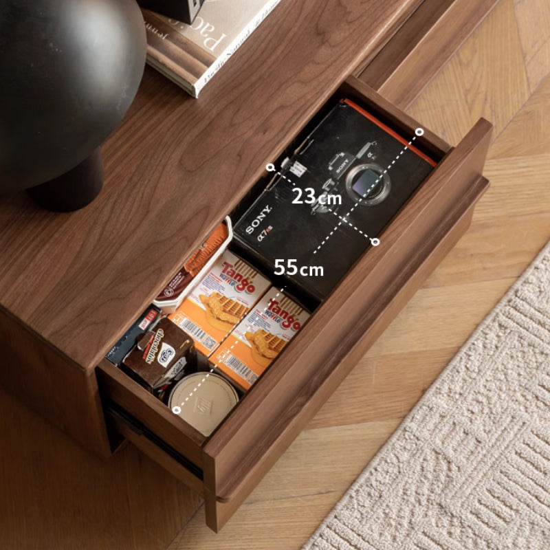 Teresa solid black walnut TV unit with 3 drawers – view 7