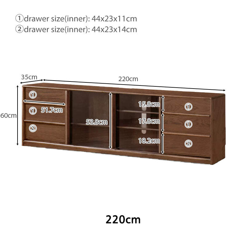 Thaddeus solid American oak TV unit with drawer – view 15