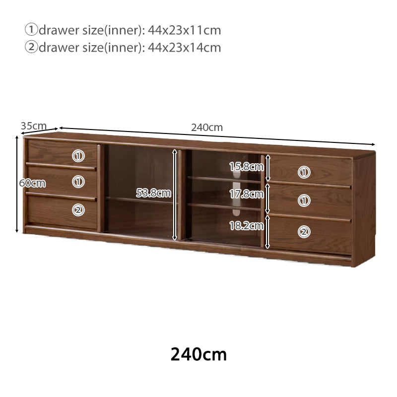 Thaddeus solid American oak TV unit with drawer – view 17