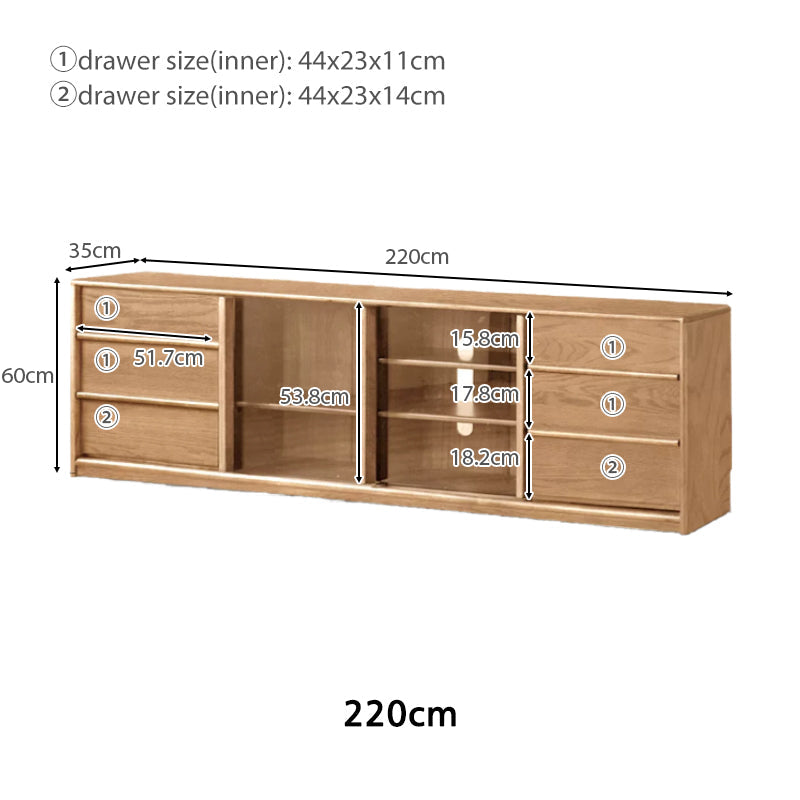 Thaddeus solid American oak TV unit with drawer – view 21