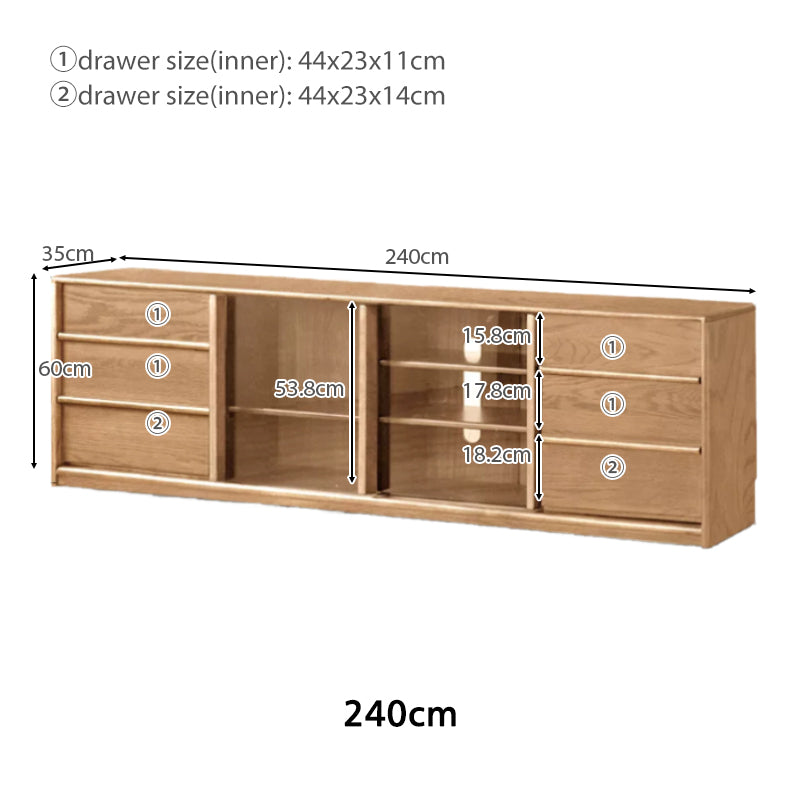 Thaddeus solid American oak TV unit with drawer – view 23