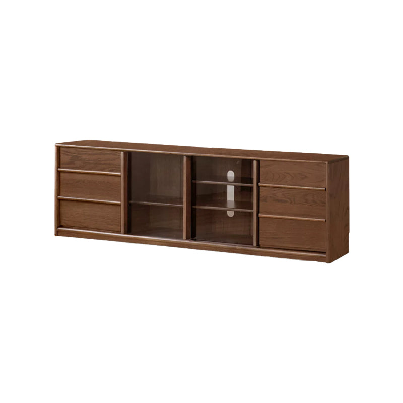 Thaddeus solid American oak TV unit with drawer – Walnut 2m, view 12