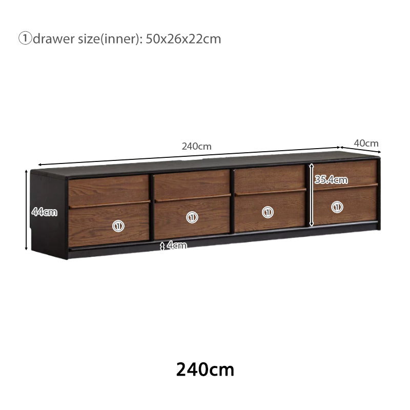 Thelma Solid Oak Entertainment Unit, Walnut Finish 200cm 220cm 240cm – view 17