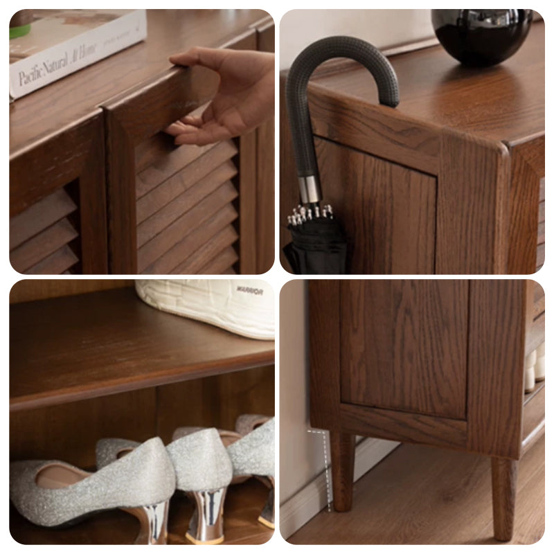 Ursula Solid Oak Wooden Shoe Cabinet with Open Shelf 75cm / 110cm – view 10
