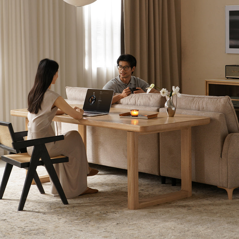 Vesper solid ash dining table in natural wood colour – view 3