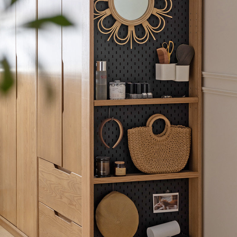 Viola Solid American Oak Narrow Storage Cabinet with Pegboard 60cm – view 6