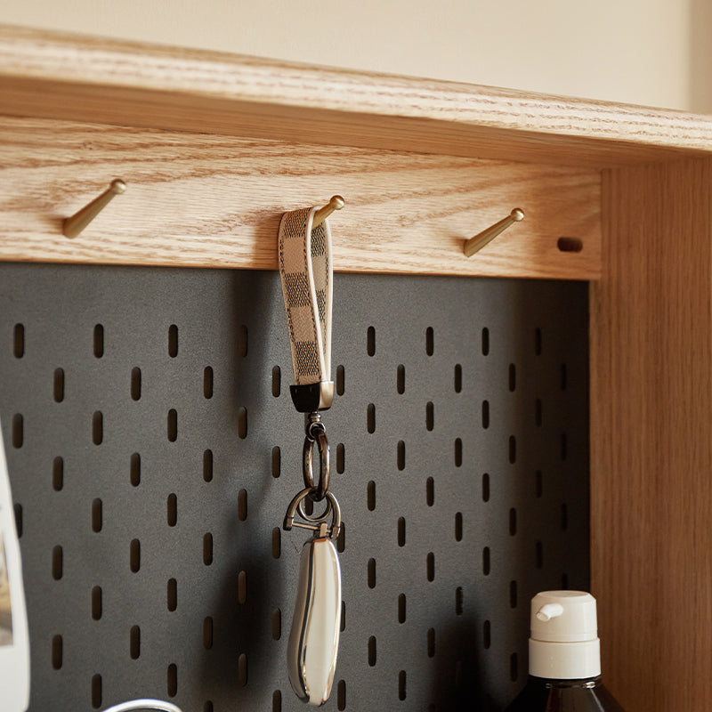 Viola Solid American Oak Narrow Storage Cabinet with Pegboard 60cm – view 7