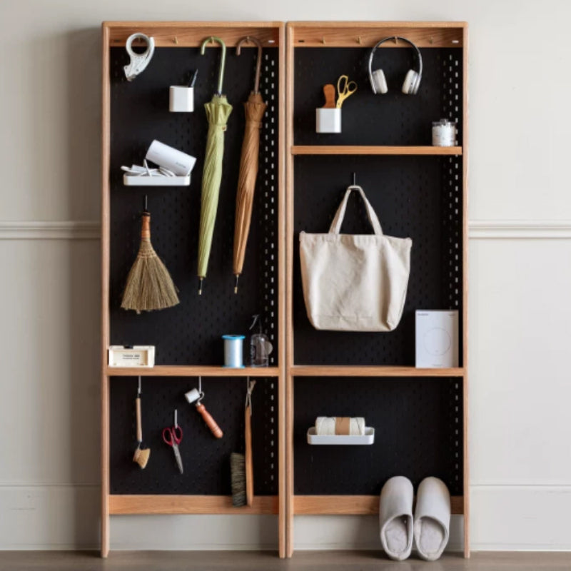 Viola Solid American Oak Narrow Storage Cabinet with Pegboard 60cm – view 9