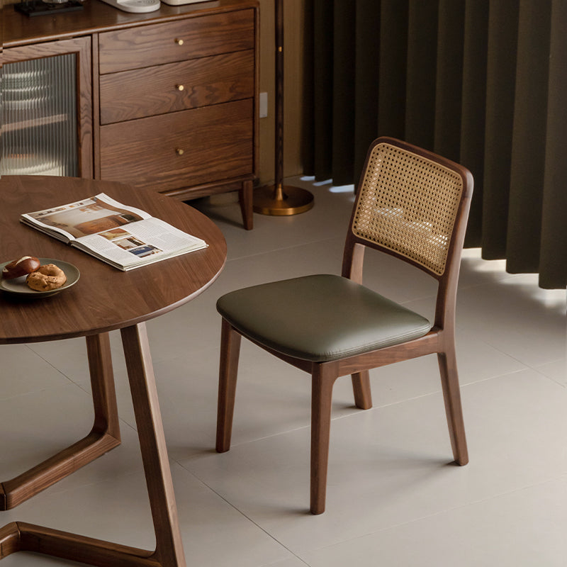 Candace Solid Black Walnut Dining Chair with Upholstered Seat