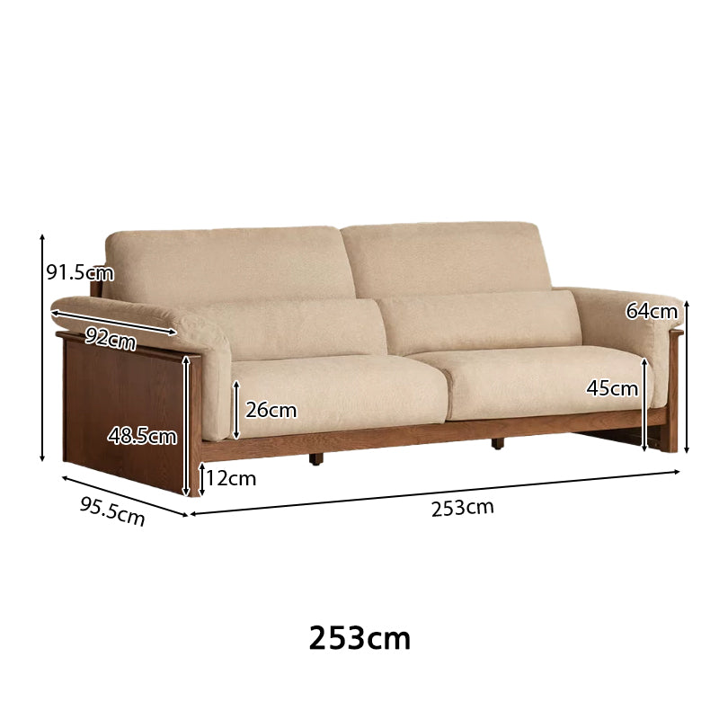 Xander Chenille Sofa with FAS-Graded Solid American Oak 223cm 253cm 283cm – view 12