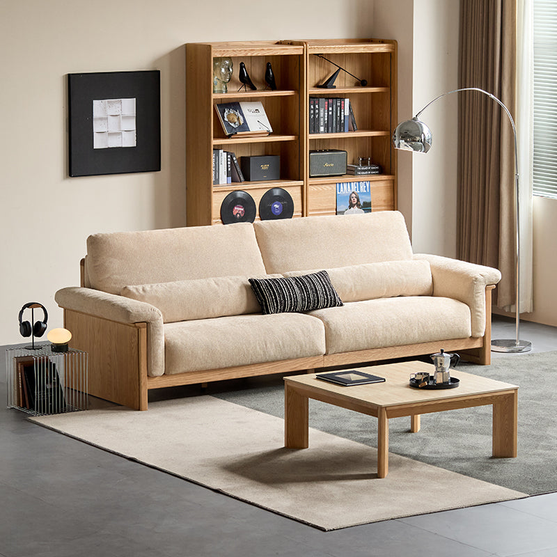 Xander Chenille Sofa with FAS-Graded Solid American Oak 223cm 253cm 283cm – view 15
