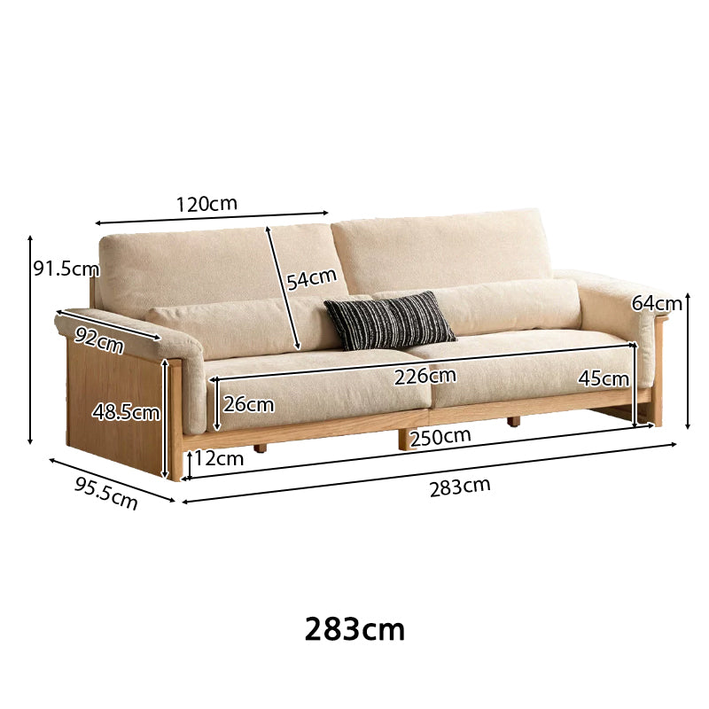 Xander Chenille Sofa with FAS-Graded Solid American Oak 223cm 253cm 283cm – view 23