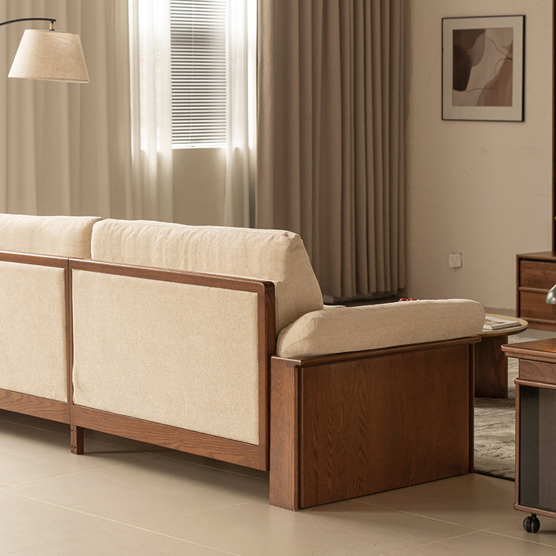 Xander Chenille Sofa with FAS-Graded Solid American Oak 223cm 253cm 283cm – view 4