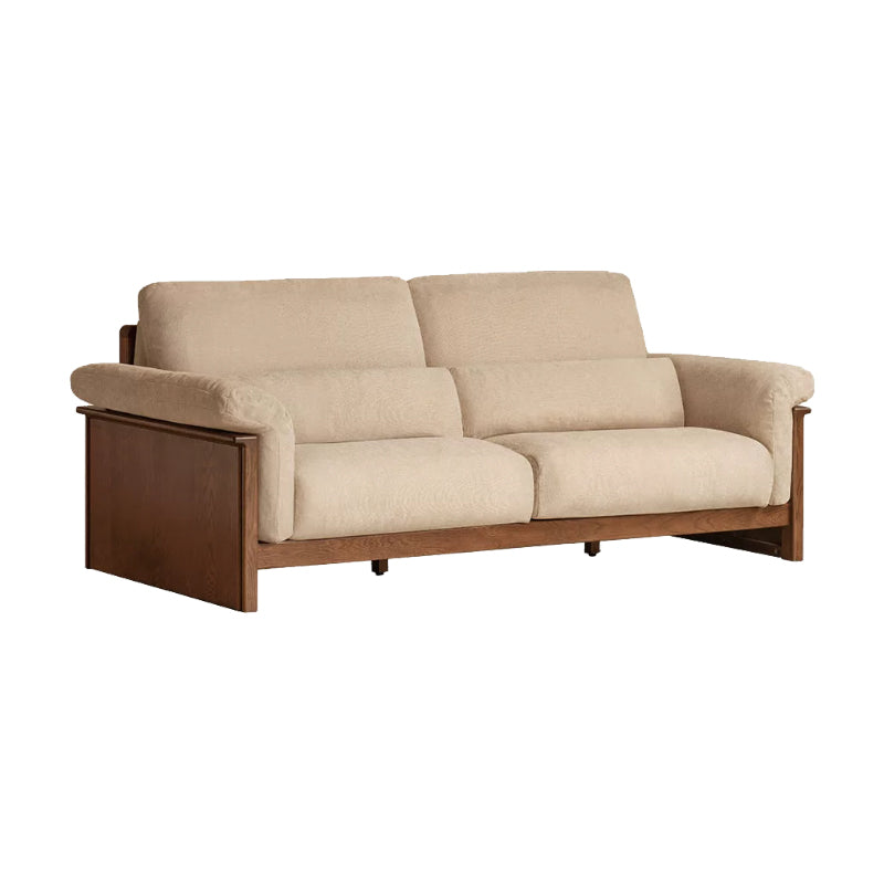 Xander Chenille Sofa with FAS-Graded Solid American Oak 223cm 253cm 283cm – Walnut 223cm, view 9