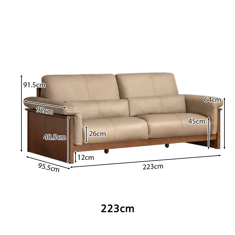 Xander Leather Sofa with FAS-Graded Solid American Oak 223cm 253cm 283cm – view 10